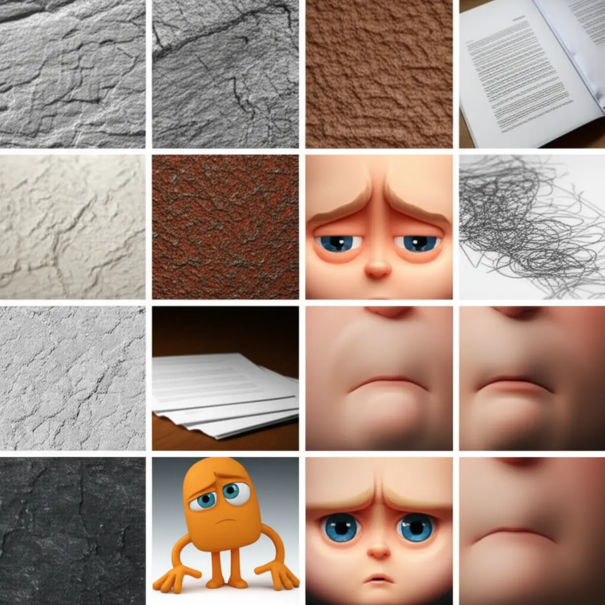 거친-표면,-초안-서류,-힘든-하루를-보낸-캐릭터-등-다양한-의미의-rough를-표현한-귀여운-3D-이미지