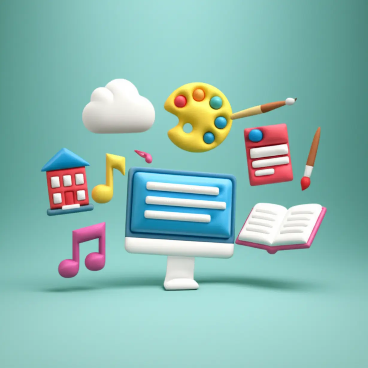 Cute-3D-illustration-showing-diverse-learning-symbols-and-access-points.