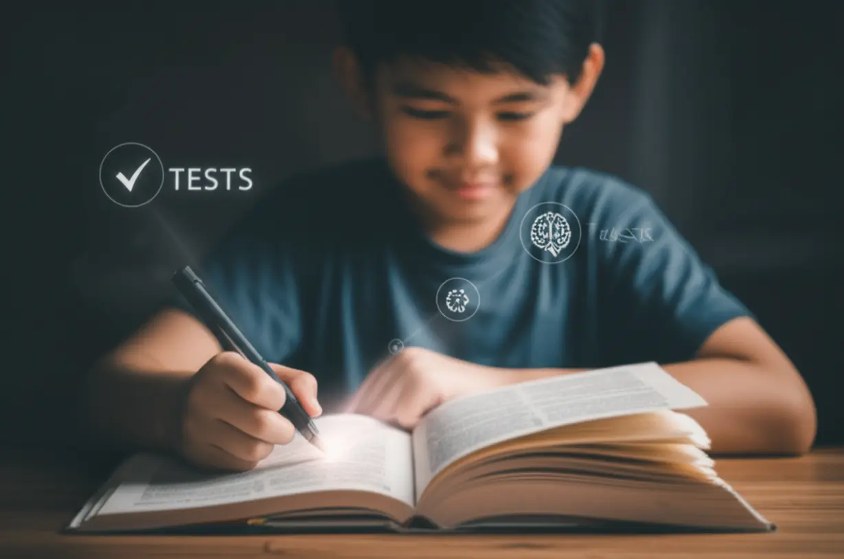 A-cute-3D-rendering-illustrating-efficient-grammar-learning-by-focusing-on-key-concepts.