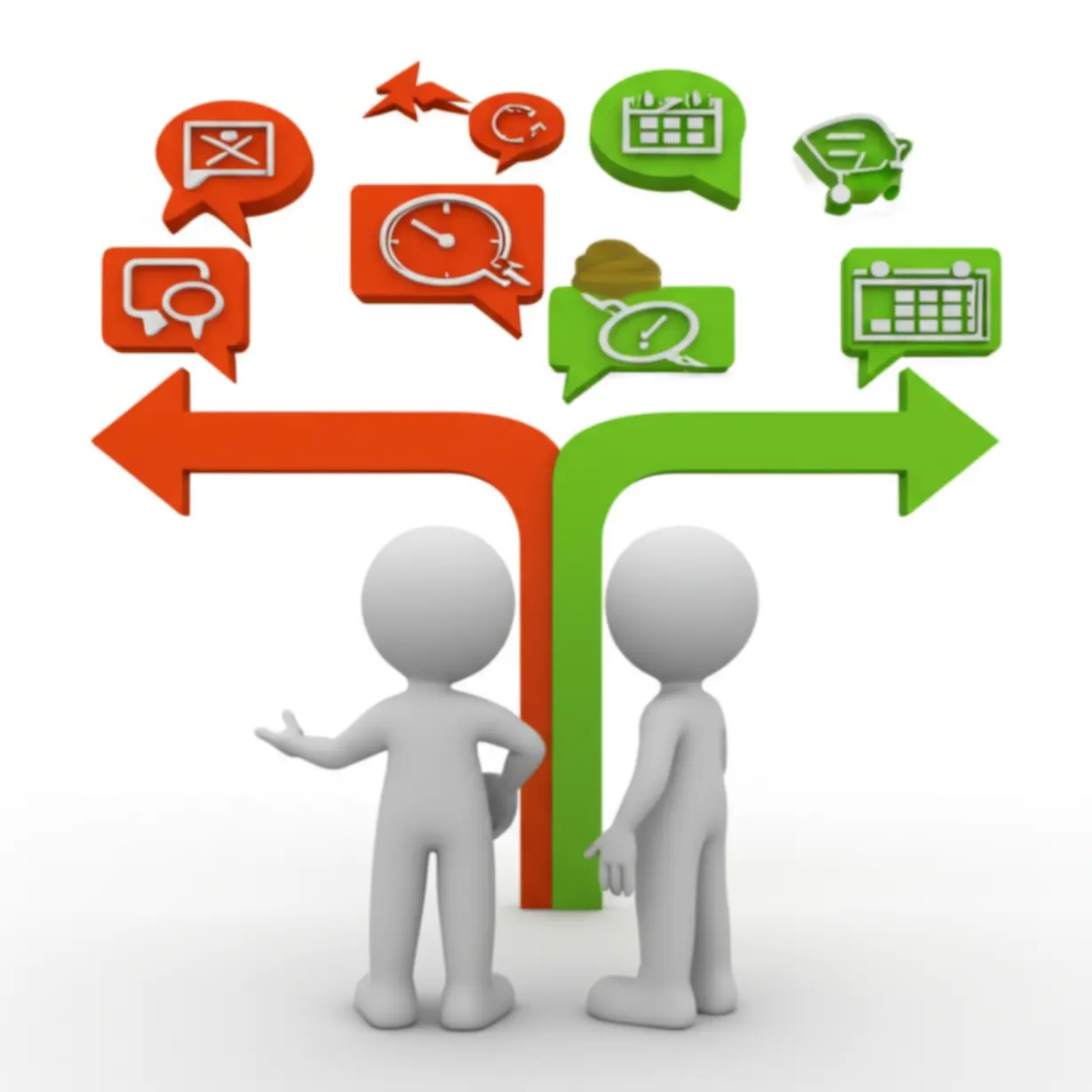 커플이-소통과-우선순위를-상징하는-갈림길에서-논의하는-3D-이미지.