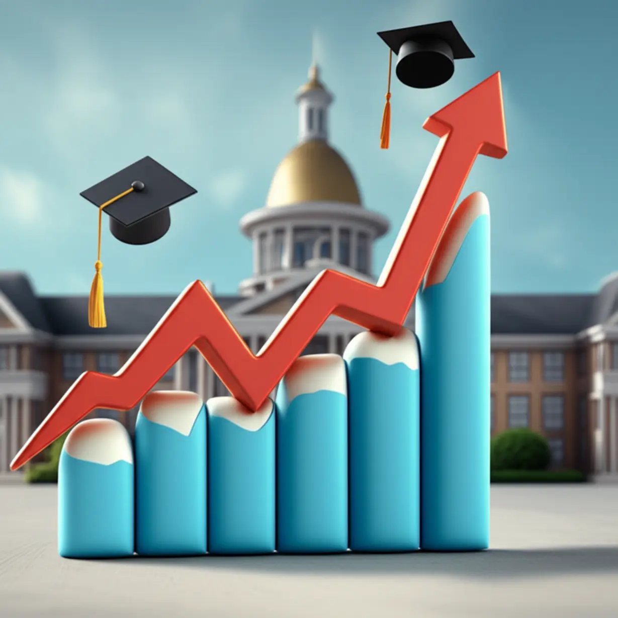 Cute-3D-charts-depicting-fluctuating-university-admissions-and-competition-rate-data-for-high-schools.