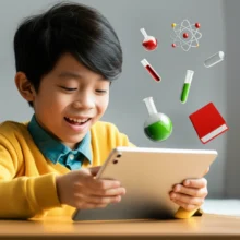 온라인으로-과학-공부하는-중학생-이미지