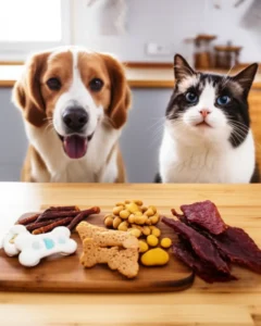 반려동물-수제-간식과-행복한-강아지,-고양이-이미지