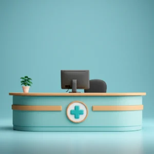 친절한-병원-코디네이터-데스크와-의료-상징이-있는-깨끗하고-전문적인-병원-환경을-묘사한-이미지