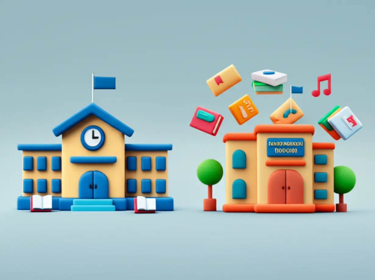 Cute-3D-icons-distinguishing-general-high-school-from-autonomous-private-high-school.