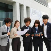 Group-of-young-diverse-people-near-a-government-building,-symbolizing-youth-intern-opportunity.