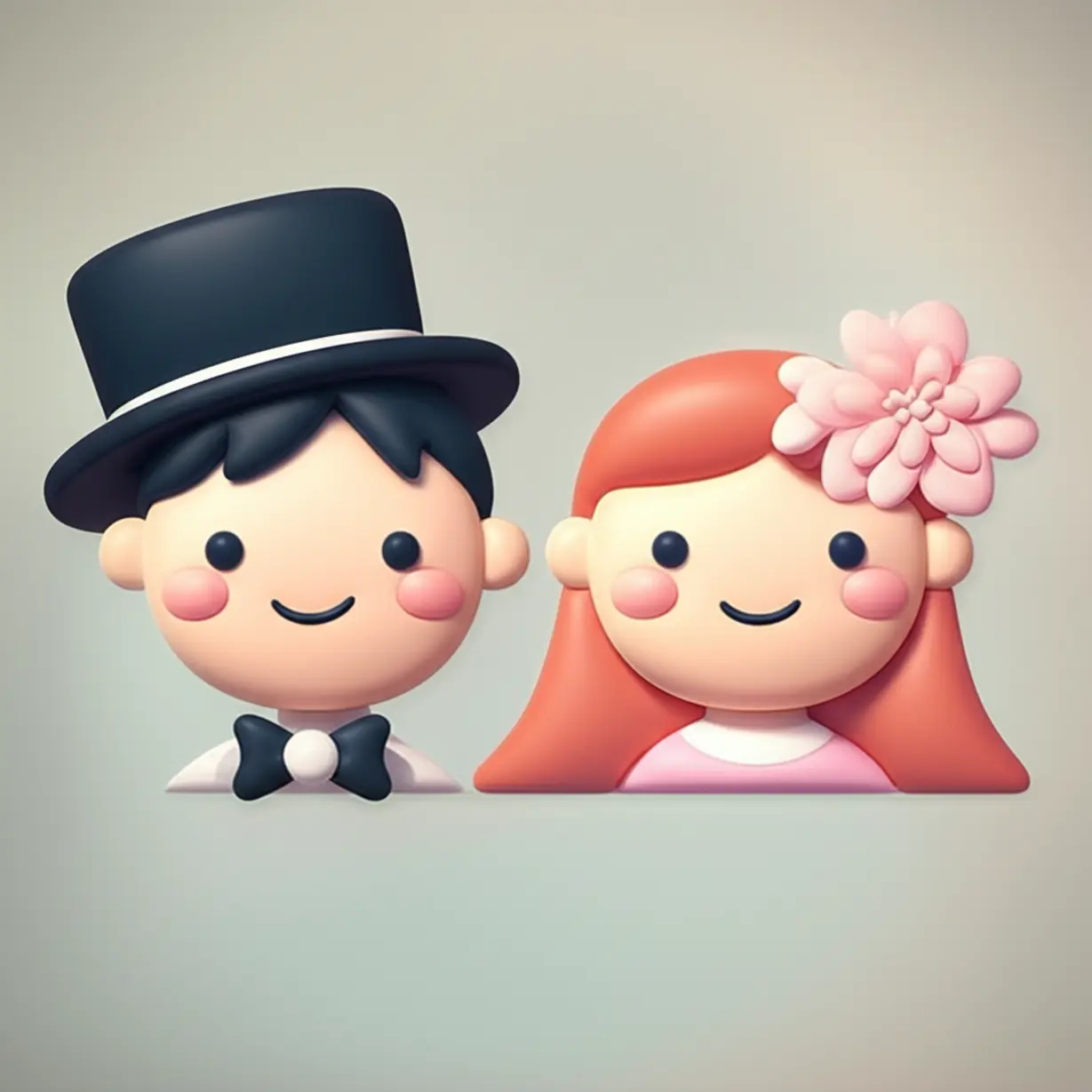 Cute-3D-icons-representing-Mr-and-Mrs-titles.
