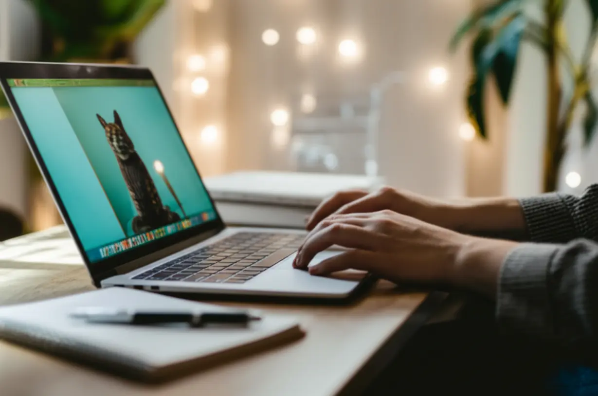 Hands-on-a-keyboard,-taking-an-online-certification-exam-on-a-laptop-in-a-comfortable-home-setting.
