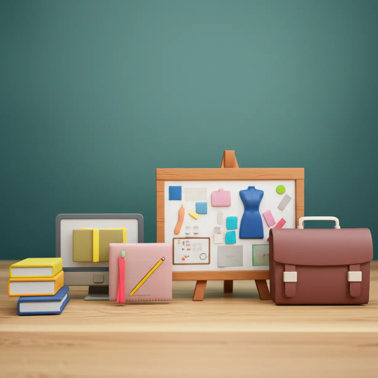 Cute-3D-image-illustrating-the-steps-involved-in-preparing-for-a-career-as-a-Fashion-MD.