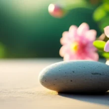 A-tranquil-setting-with-flowers-and-a-memorial-stone,-representing-a-pet's-final-rest.
