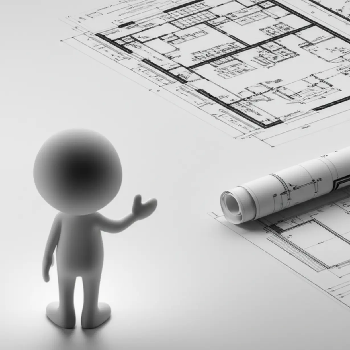 러프한-스케치와-정교한-설계도가-대비되는-귀여운-3D-이미지