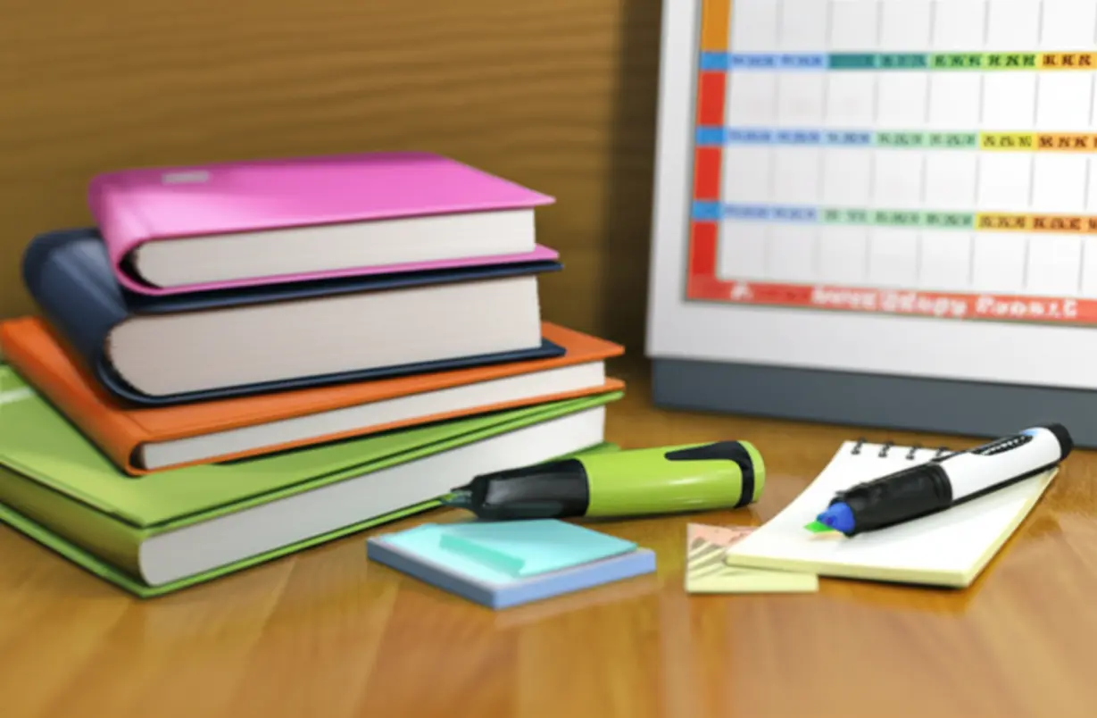 A-cute-3D-image-featuring-study-books,-notes,-and-a-calendar-illustrating-a-structured-study-plan-for-a-certification-exam.
