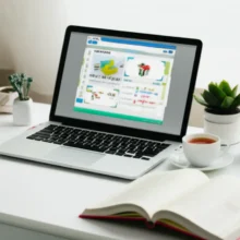 A-cute-3D-illustration-of-a-desk-with-study-materials-for-learning-Chinese.