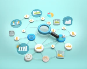 데이터-분석-학습을-상징하는-귀여운-3D-데이터-네트워크-이미지