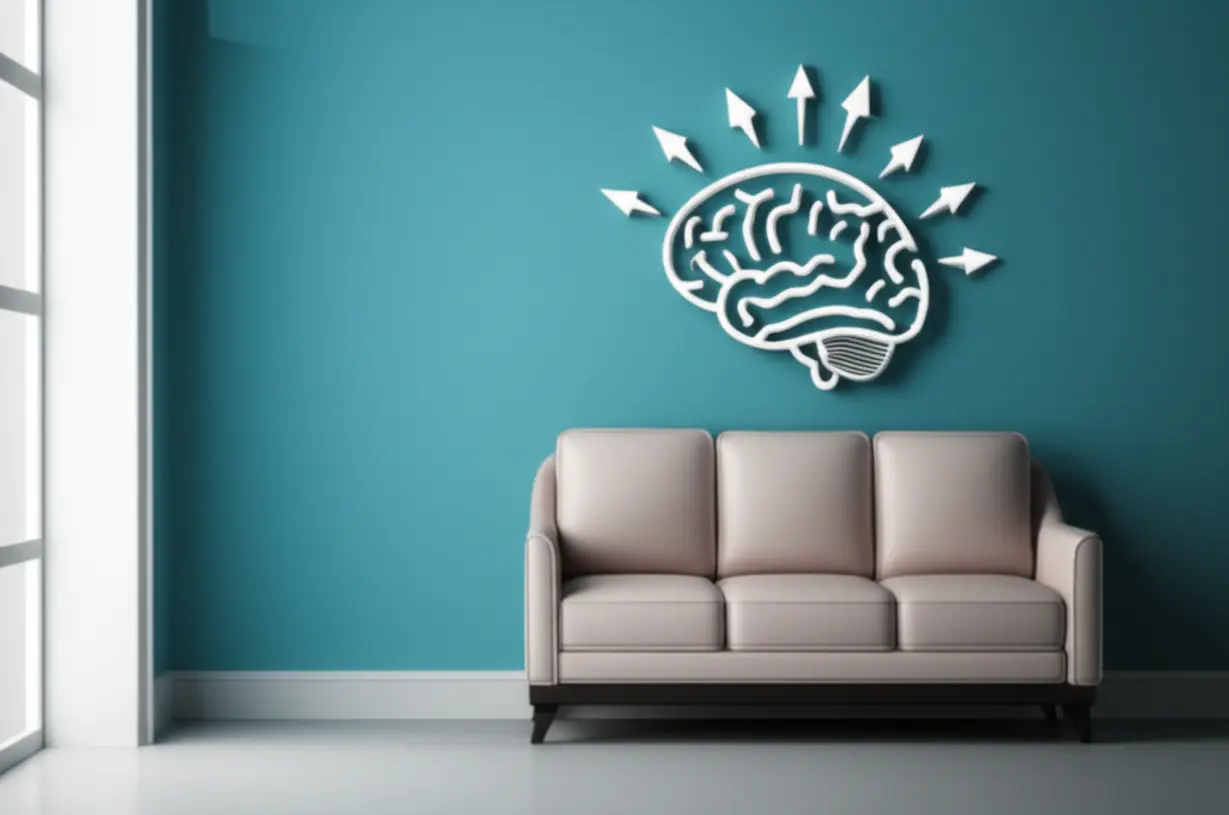 A-cute-3D-illustration-of-a-small-sofa-and-a-brain-absorbing-information.