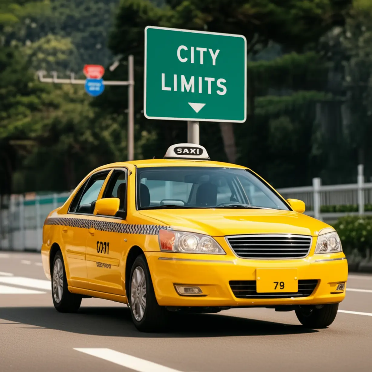 Taxi-approaching-Seoul-city-limit-sign.