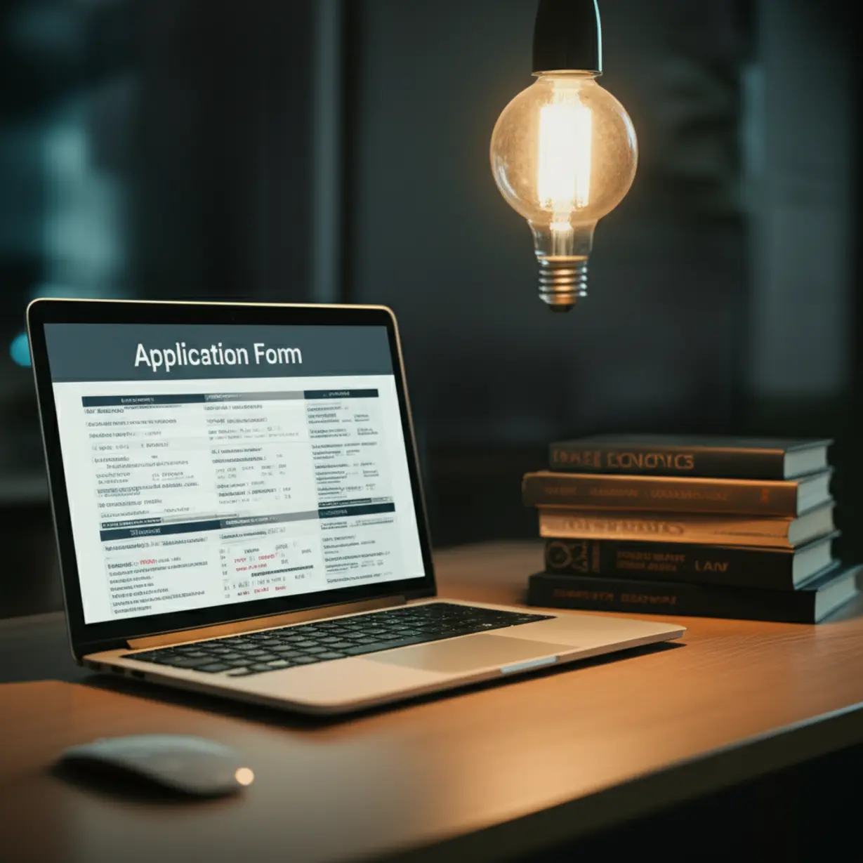 Bank-of-Korea-recruitment-document-screening-and-written-exam-process-with-books-and-laptop.