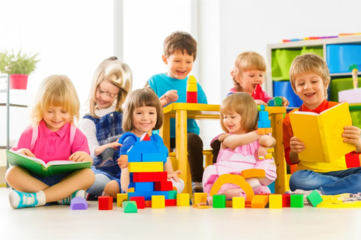 A-group-of-happy-children-participating-in-various-activities-in-an-after-school-classroom.