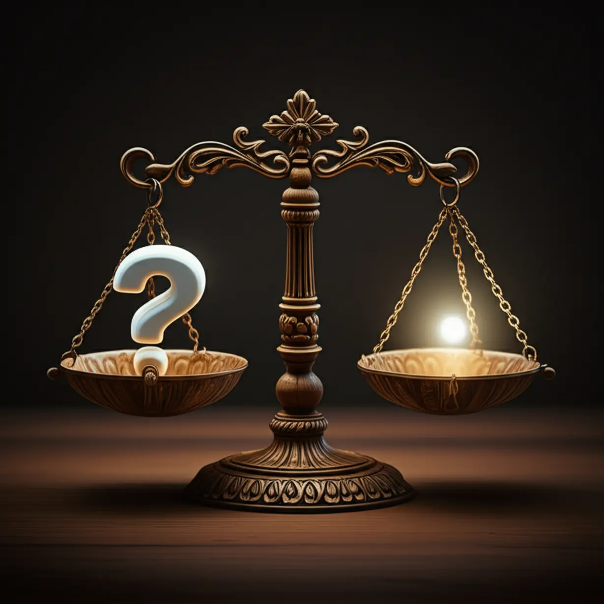 의심과-논란을-상징하는-물음표와-윤리적-고려를-나타내는-빛이-있는-섬세한-저울,-다크-심리학의-논란과-윤리-문제를-나타내는-귀여운-3D-이미지