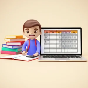 3D-render-of-a-study-desk-with-an-open-accounting-textbook,-a-laptop-showing-financial-reports,-and-a-calculator,-indicating-successful-and-focused-study.