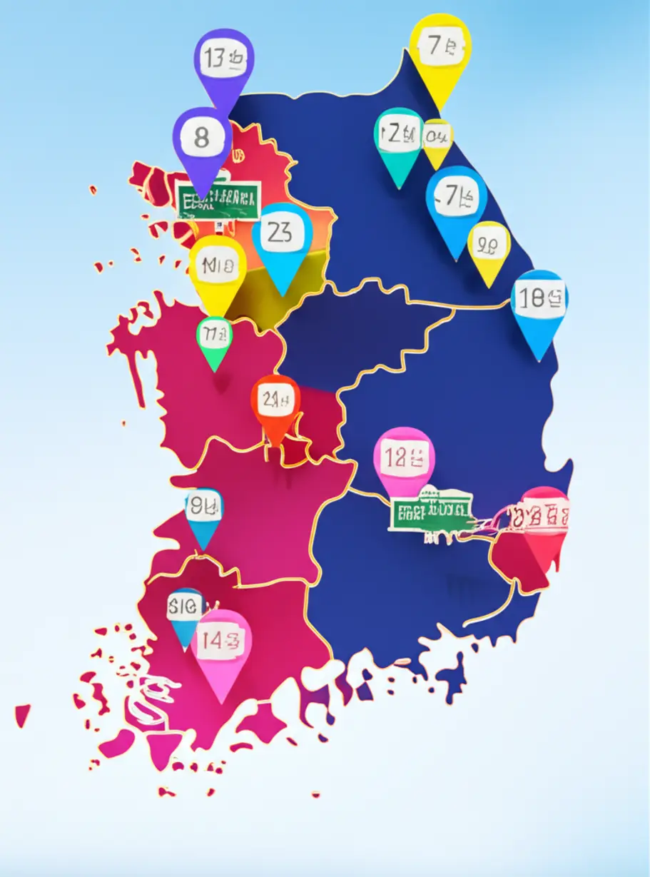 A-cute-3D-map-of-South-Korea-with-colorful-markers-indicating-the-specific-regional-appointment-quotas-for-elementary-and-middle-school-teachers-in-2026,-highlighting-regional-disparities.