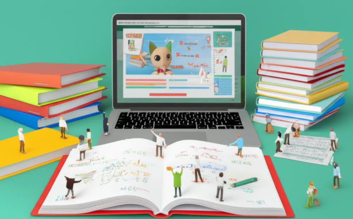 A-cute-3D-illustration-of-a-study-nook-with-books,-a-laptop,-and-notes,-symbolizing-effective-self-study-methods.
