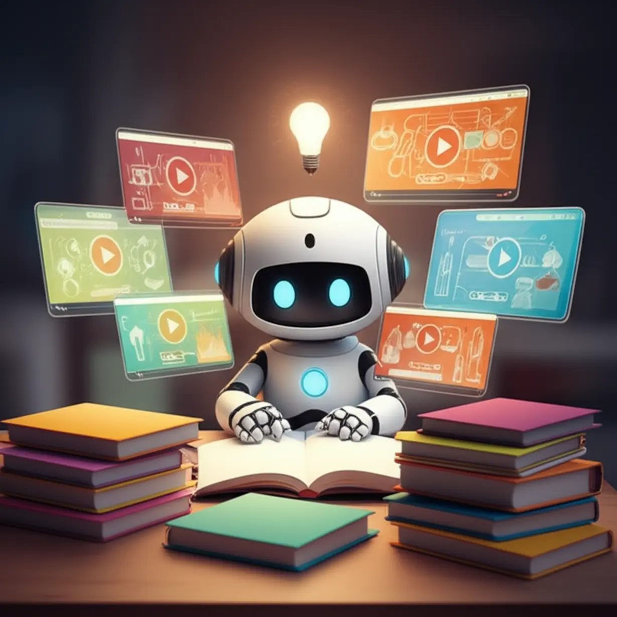A-cute-robot-character-studying-online,-symbolizing-effective-learning-strategies-for-certification.