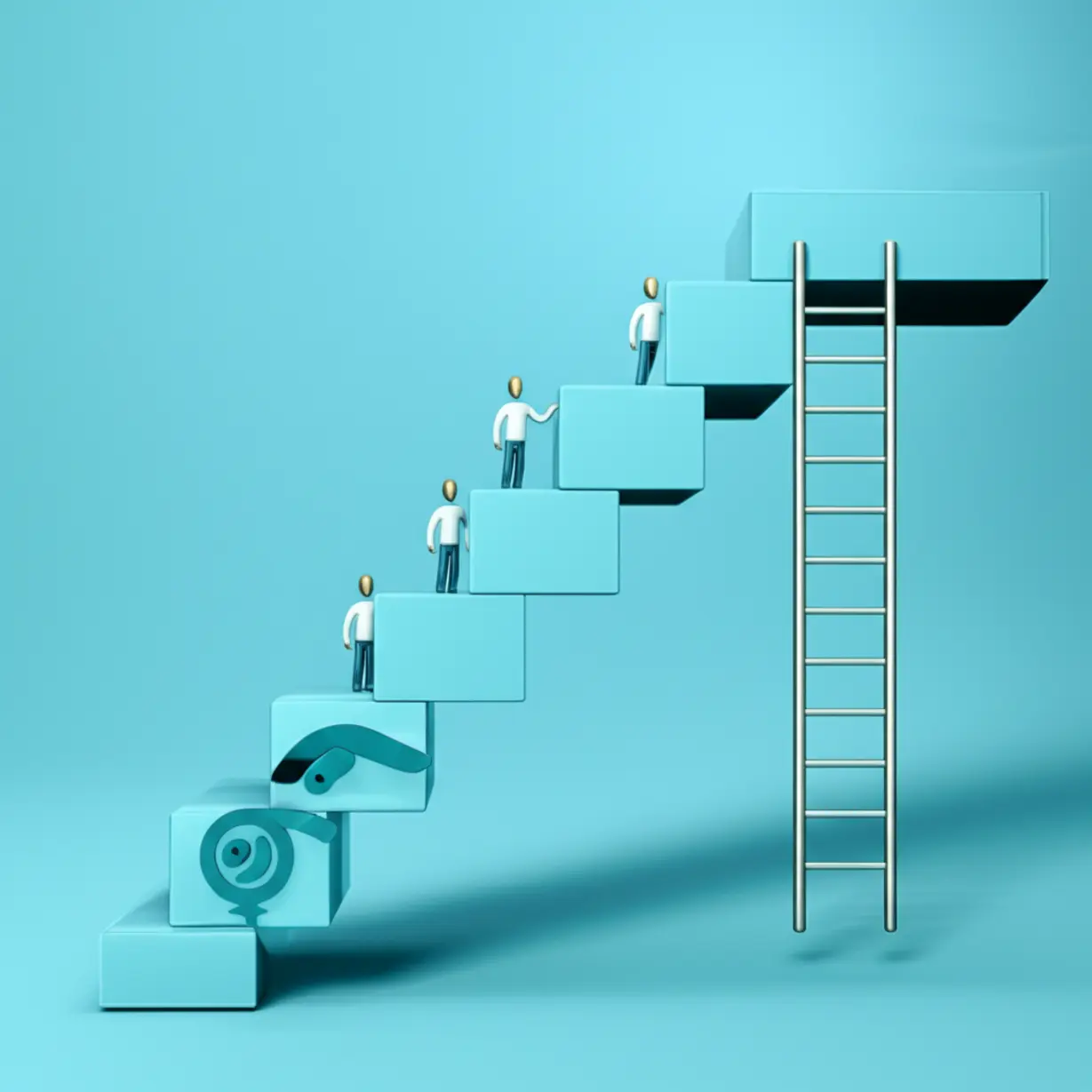 A-cute-3D-image-of-a-ladder-with-three-distinct-steps,-symbolizing-career-progression-and-different-levels-of-qualification-in-distribution-management.