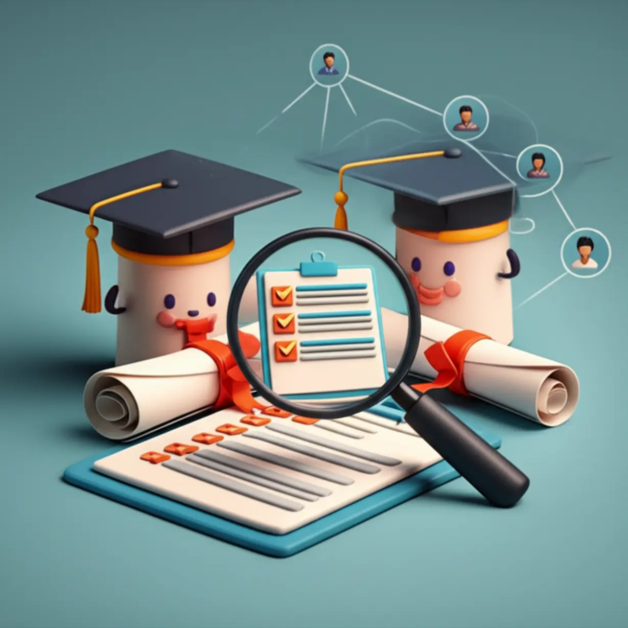 A-cute-3D-image-showing-academic-documents-and-a-checklist,-symbolizing-the-eligibility-criteria-for-the-Social-Worker-Level-1-license.