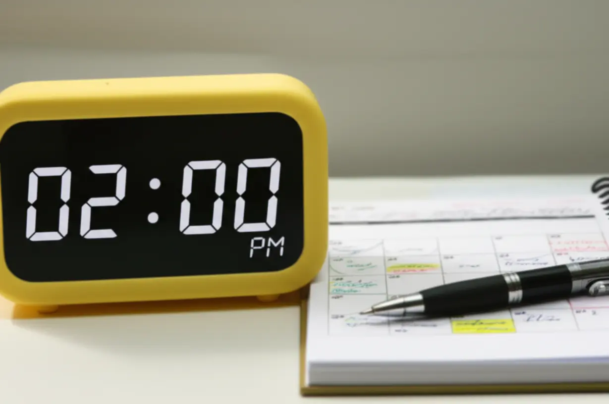 A-digital-clock-showing-exam-start-time-next-to-a-calendar-with-marked-exam-dates-and-a-study-planner.