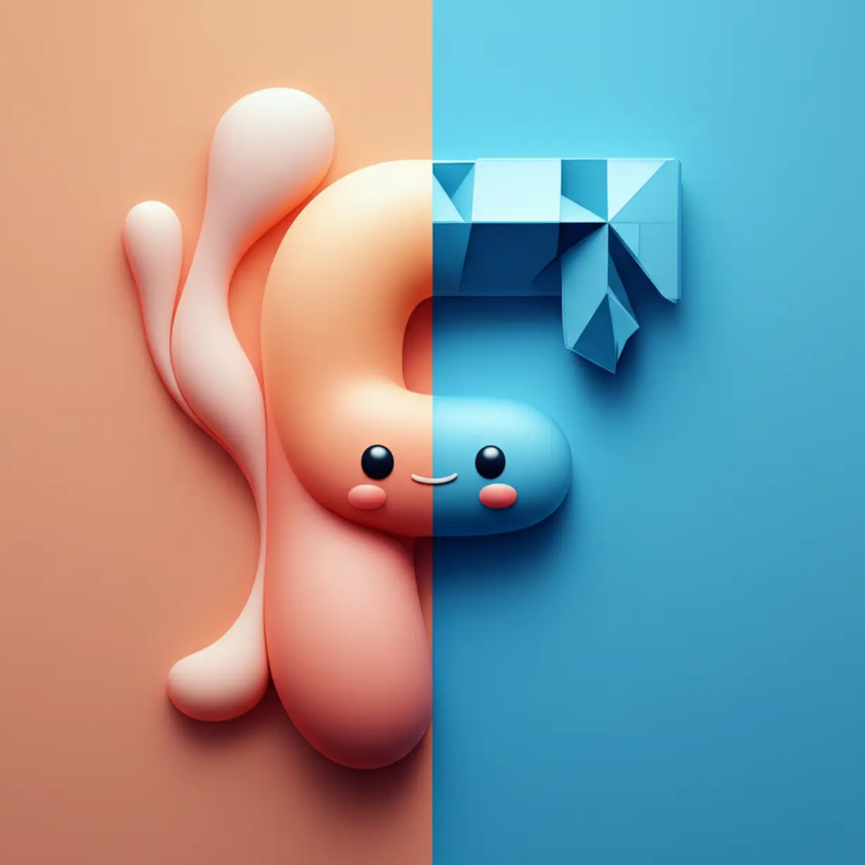 감정(F)과-사고(T)-판단-기능의-차이를-보여주는-추상적인-3D-이미지.-감정은-부드러운-형태로,-사고는-명확한-논리적-형태로-표현되어-있습니다.