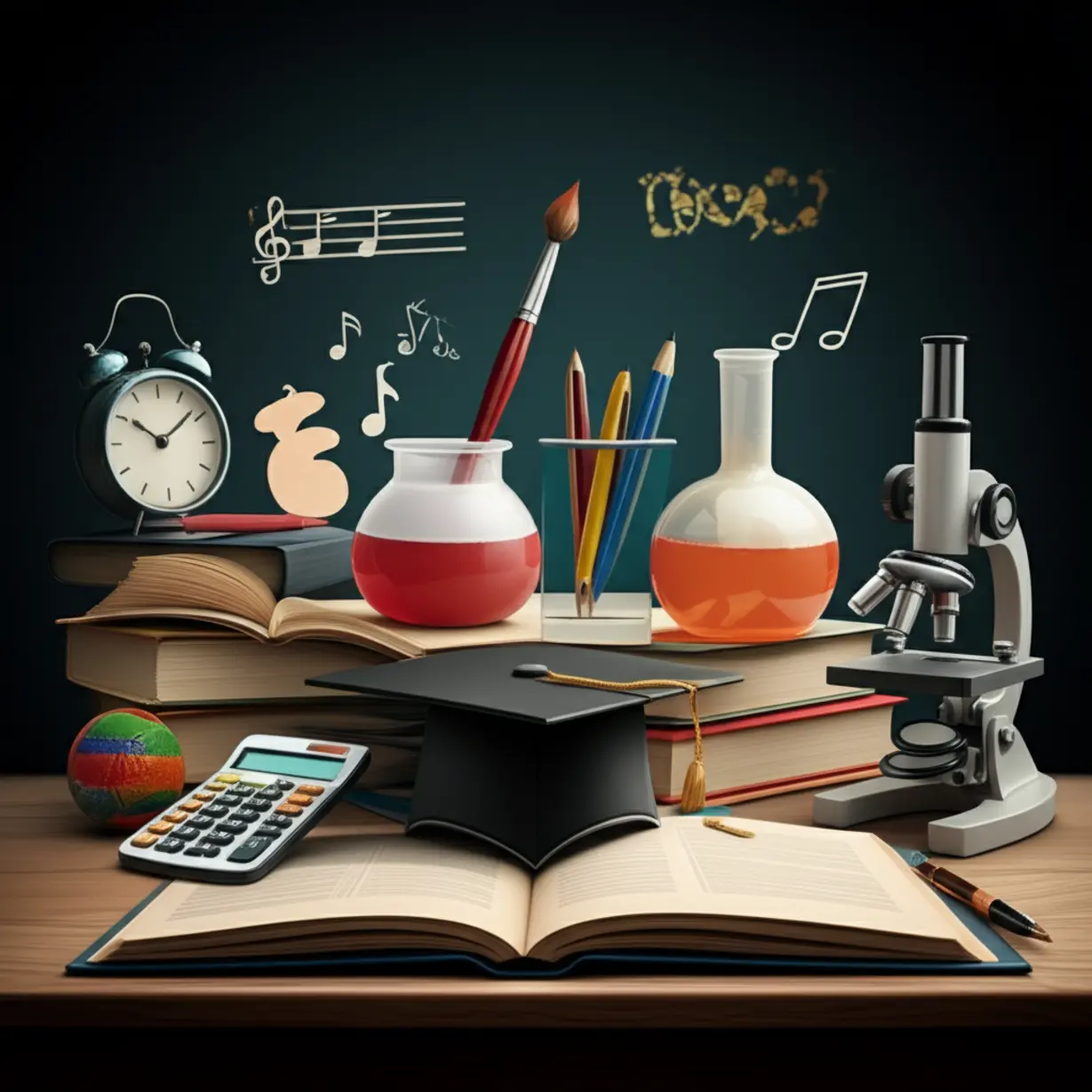A-3D-illustration-of-academic-items-on-a-desk,-symbolizing-the-diverse-admission-pathways-and-results-for-Gyeongguk-University