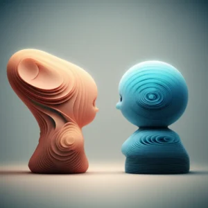 두-MBTI-성격-유형인-INFJ와-INTJ의-차이를-시각적으로-표현한-귀여운-3D-일러스트레이션.-감성적이고-논리적인-인지-방식의-대비를-보여줍니다.