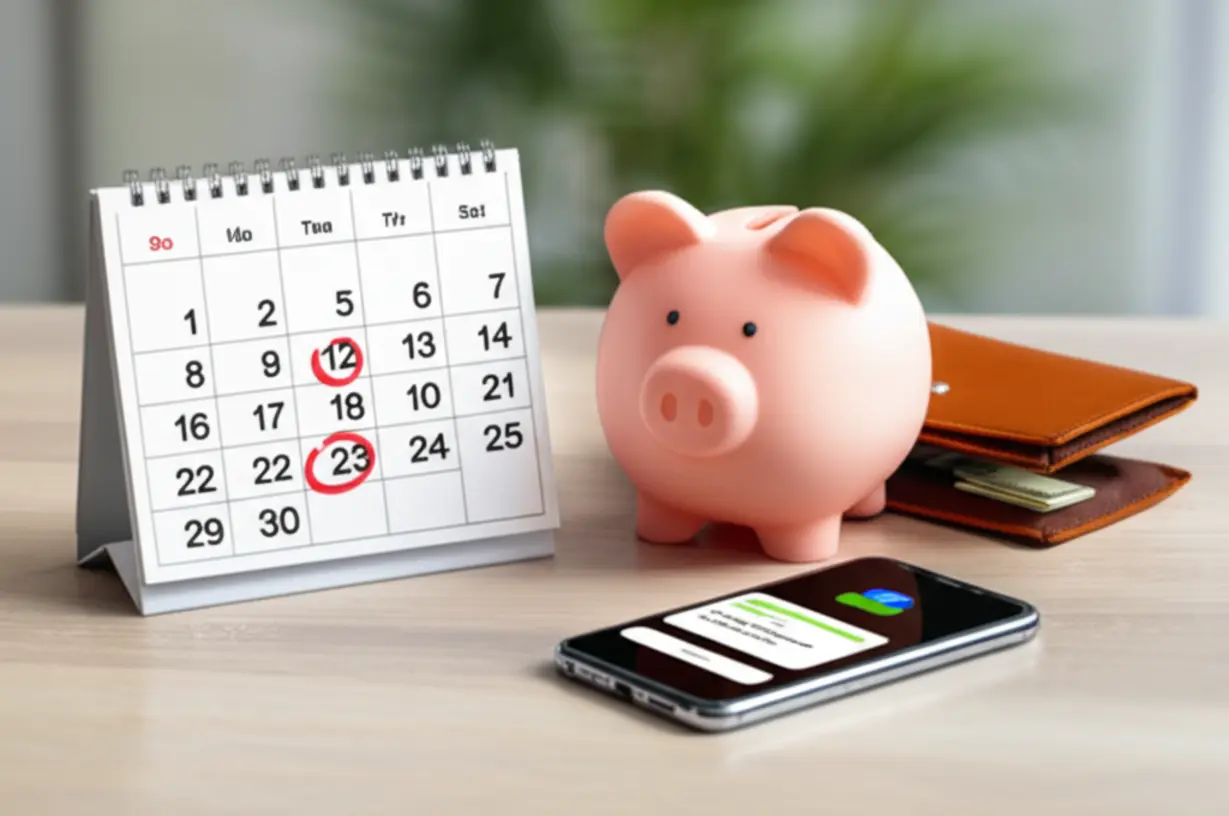 A-3D-illustration-of-a-calendar-with-highlighted-dates-and-a-smartphone-with-a-reminder,-along-with-a-piggy-bank-and-wallet,-symbolizing-the-exam-schedule,-application,-and-fees.