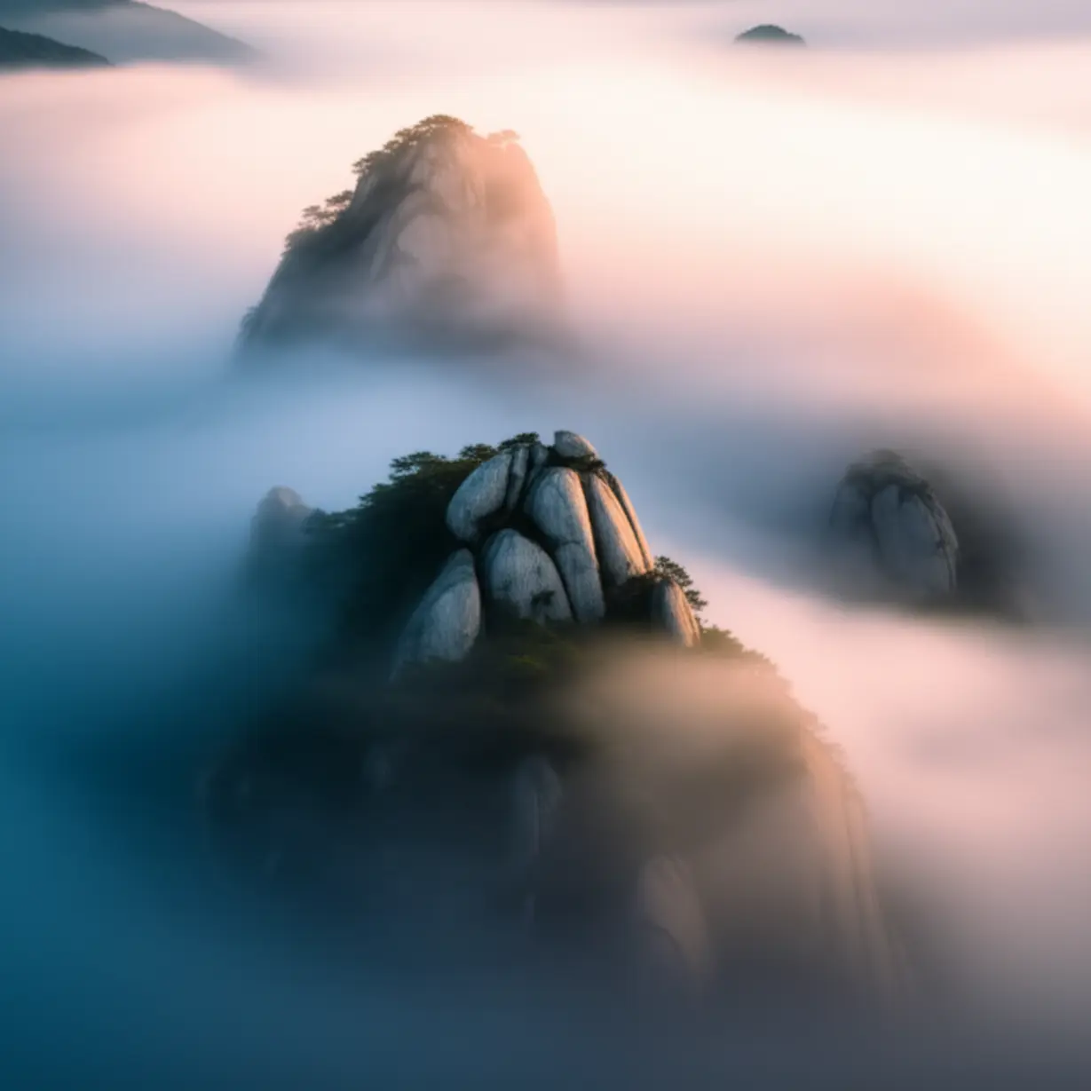 신비로운-안개에-휩싸인-인왕산과-봉우리에서-뿜어져-나오는-섬뜩한-빛