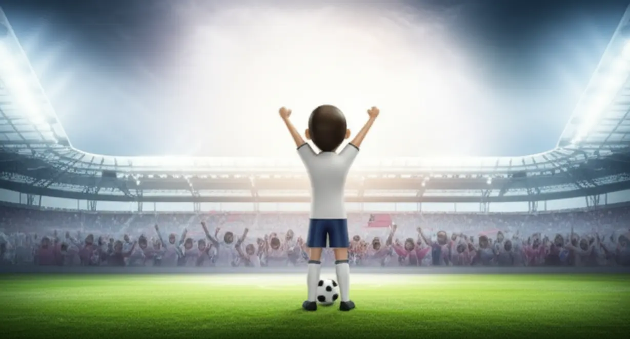A-vibrant-3D-image-of-a-generic-soccer-player-on-a-new-US-field,-with-cheering-crowds-and-a-sunrise,-symbolizing-a-fresh-start-and-positive-league-impact.