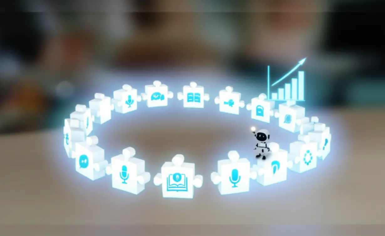 A-3D-image-of-a-personalized-learning-path-with-a-friendly-robot,-illustrating-customized-English-study.