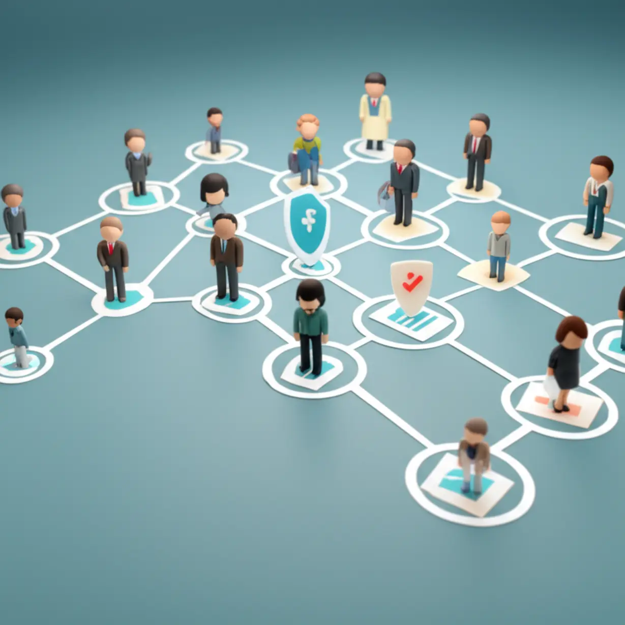 A-3D-organizational-chart-representing-diverse-job-roles-and-departments-in-a-public-service-organization.