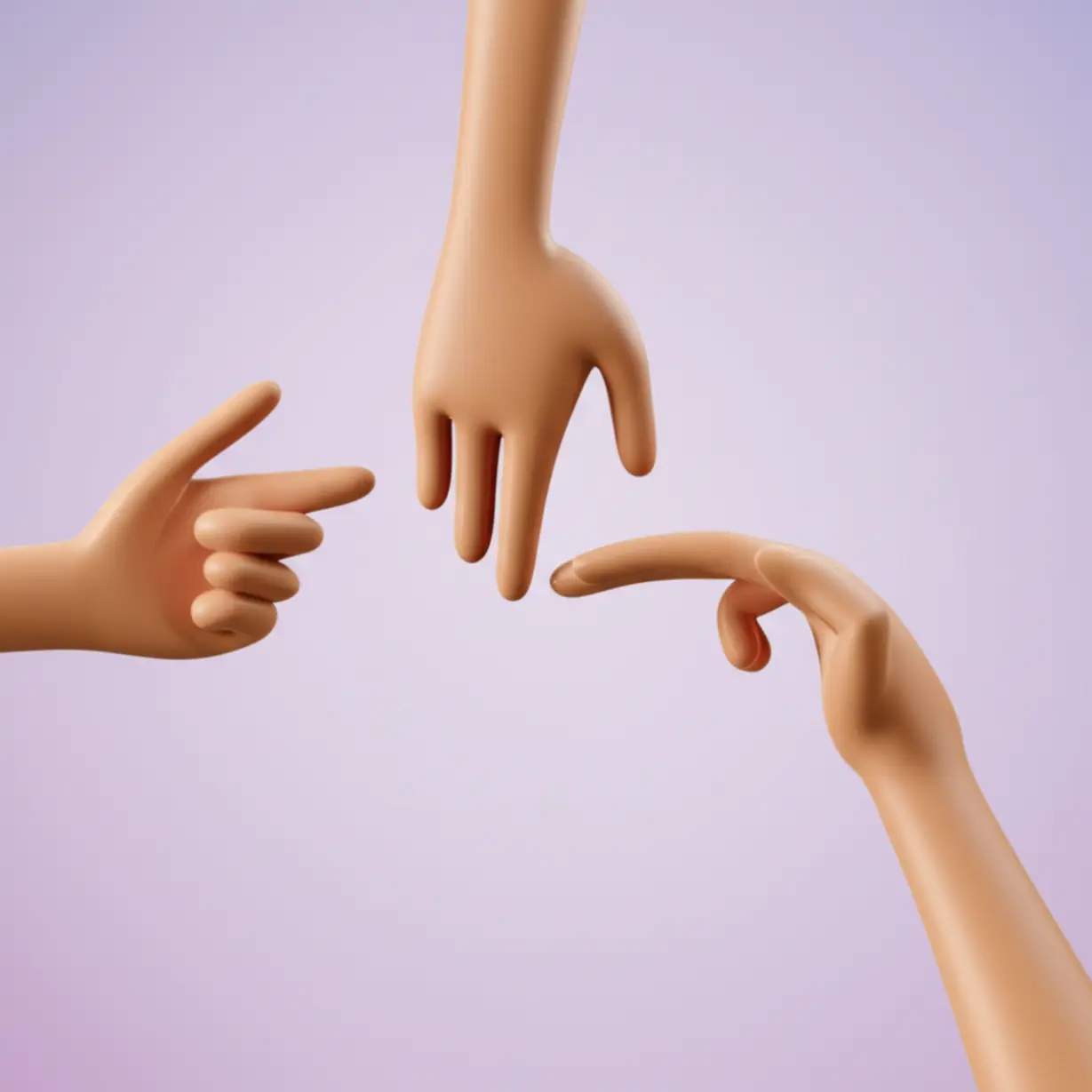 손-제스처로-선팔,-맞팔,-언팔-개념을-표현하는-귀여운-3D-이미지.