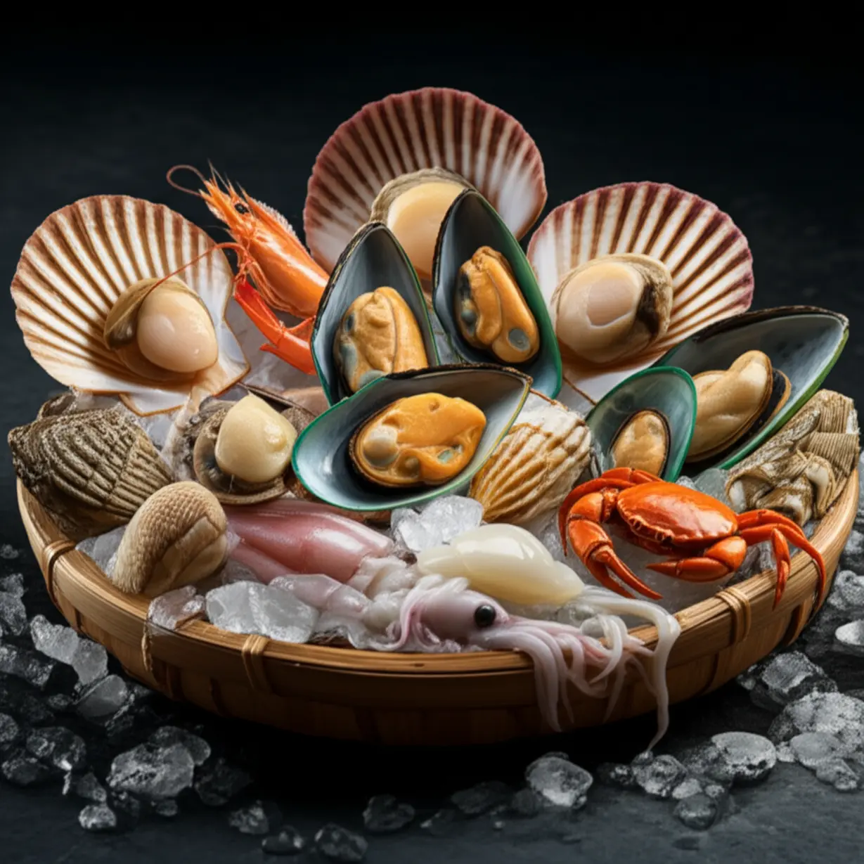 조개,-굴,-새우-등-다양한-해산물-모음