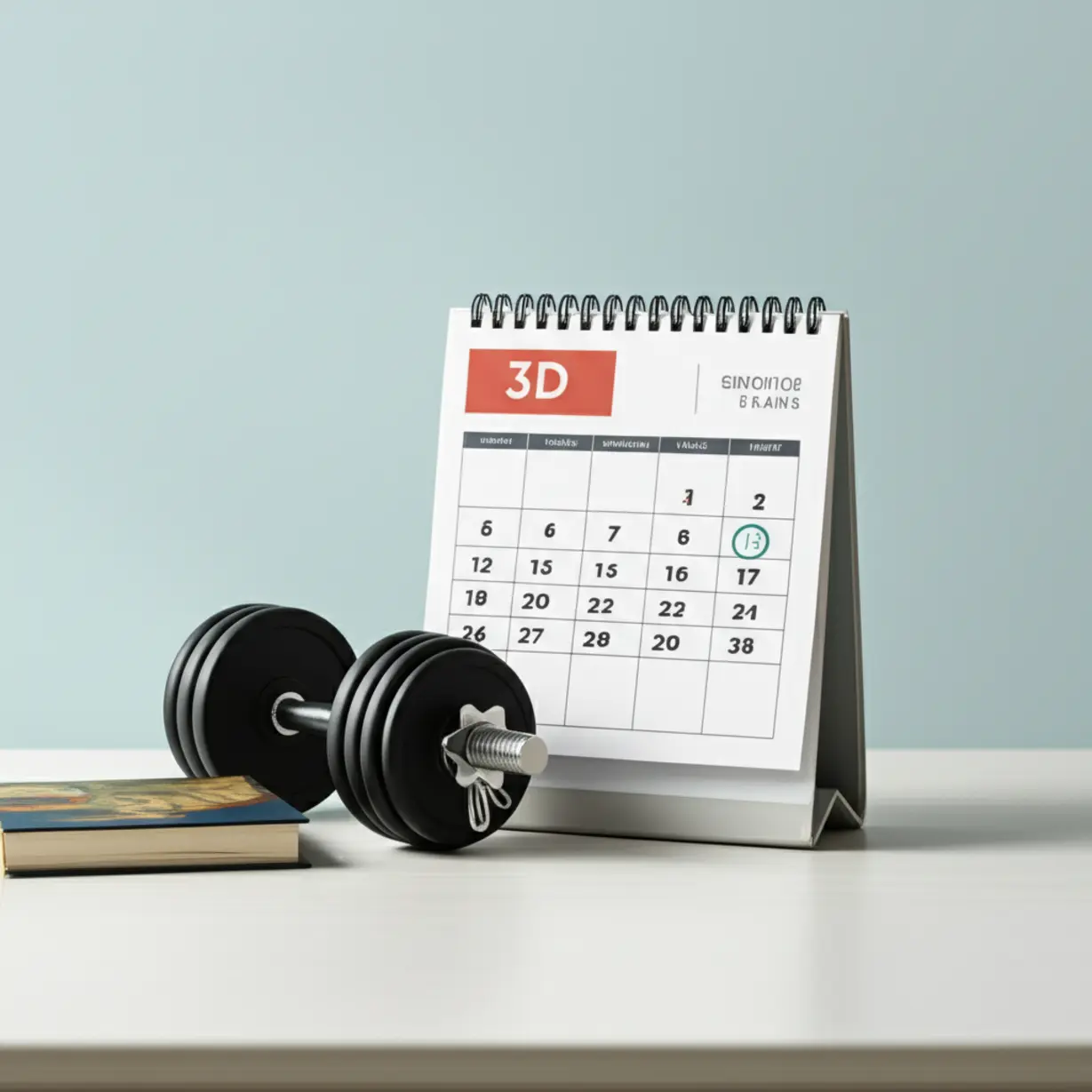 A-stylized-calendar-with-exam-dates-highlighted,-next-to-miniature-sports-gear-and-a-book,-symbolizing-exam-preparation.