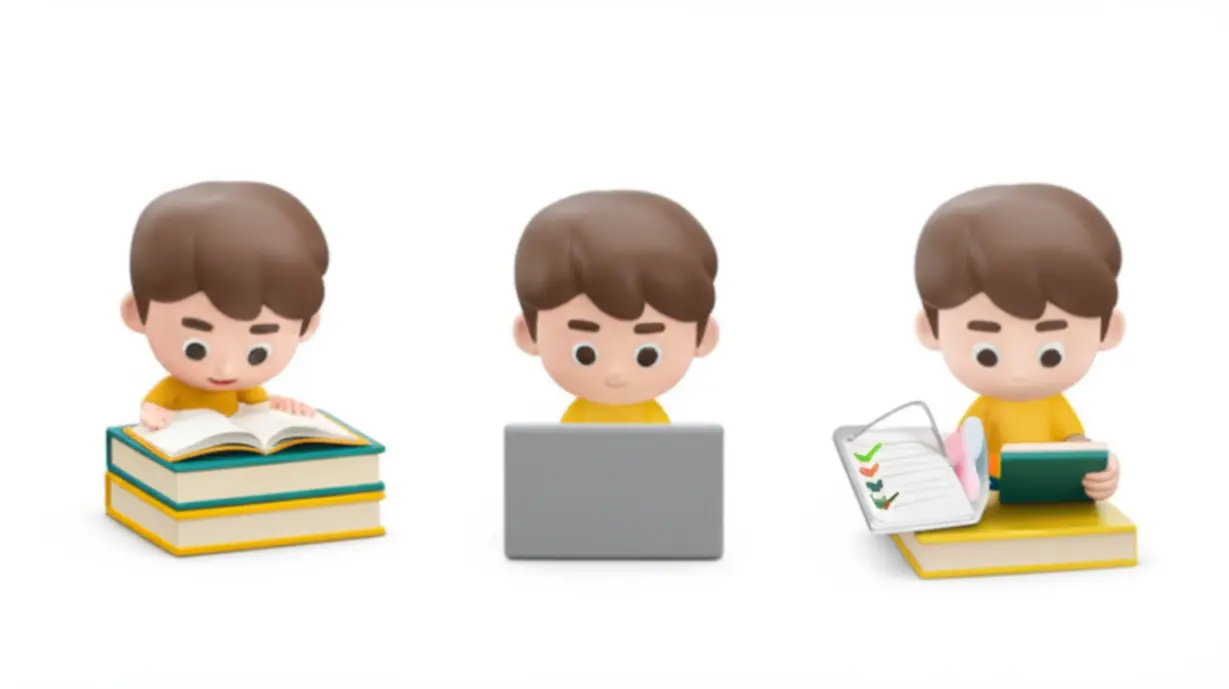 공부의-초기,-중기,-후기-단계를-보여주는-귀여운-3D-이미지