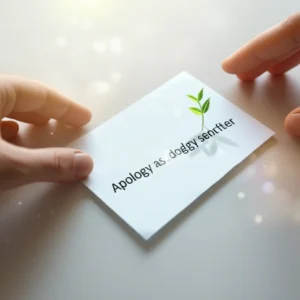 A-cute-3D-illustration-of-an-apology-letter-glowing-with-sincerity,-surrounded-by-symbols-of-trust-and-reconciliation,-depicting-the-process-of-healing-and-positive-change.