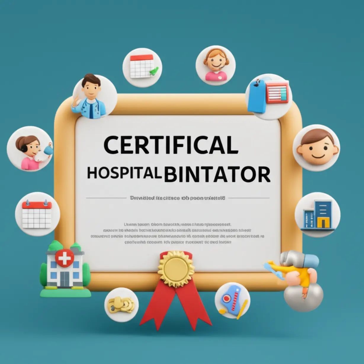3D-icons-around-a-certificate-representing-hospital-coordinator-duties-like-customer-service-and-scheduling.