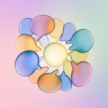 A-serene-3D-image-symbolizing-English-conversation,-featuring-a-central-glowing-orb-with-various-'It's-okay'-concepts-represented-by-abstract-forms-and-a-calm-background.