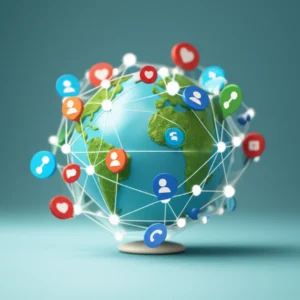 전-세계를-연결하는-소셜-미디어-아이콘들이-떠다니는-귀여운-3D-지구본-이미지.