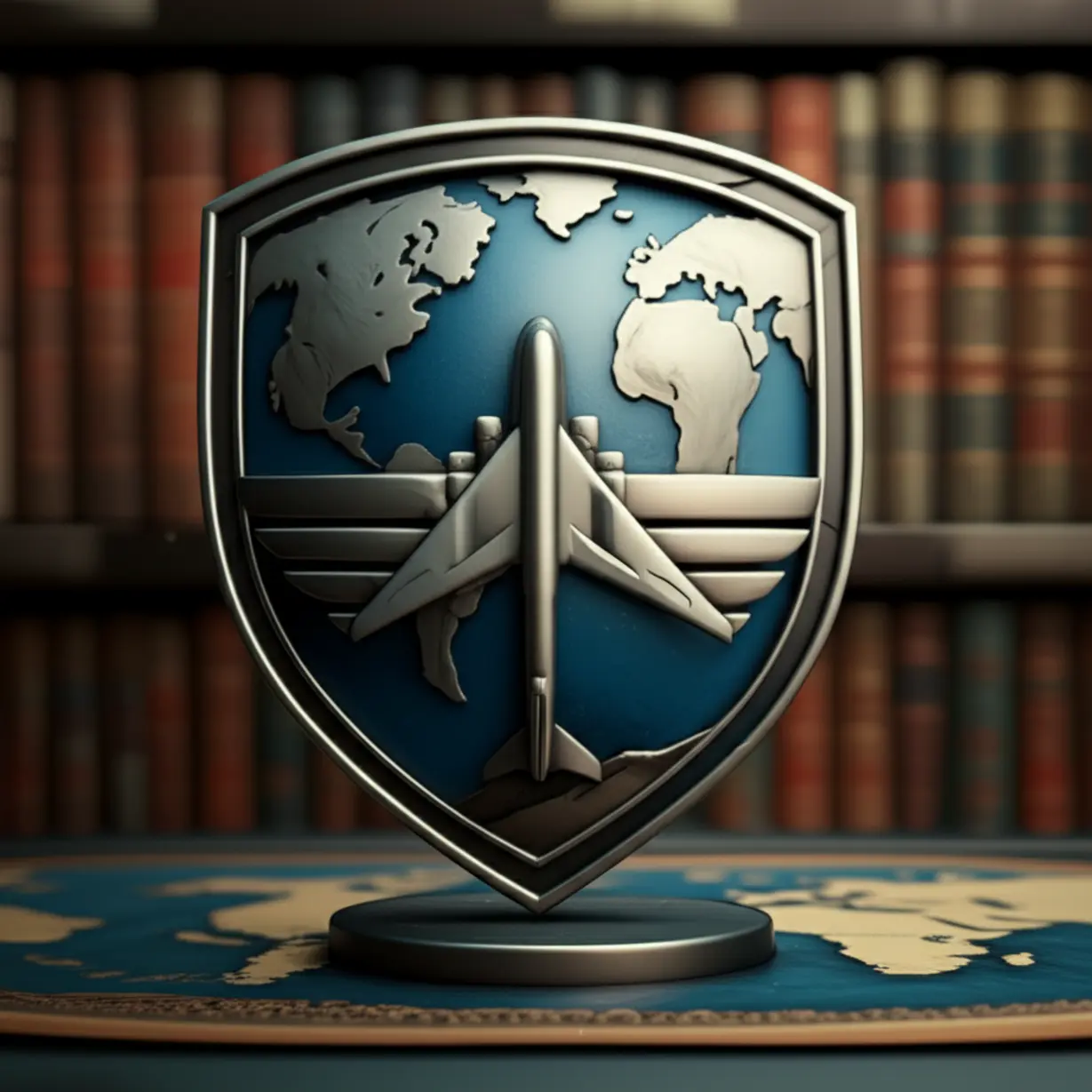 A-cute-3D-illustration-of-a-university-emblem-with-wings,-symbolizing-academic-excellence-and-aviation.