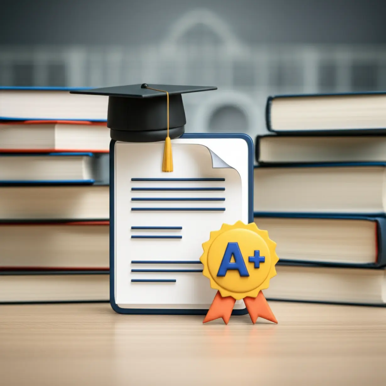 A-3D-rendered-report-card-with-high-grades,-representing-Pusan-National-University