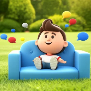 A-cheerful-3D-cartoon-character-relaxing,-symbolizing-the-idiom-'take-it-easy'.