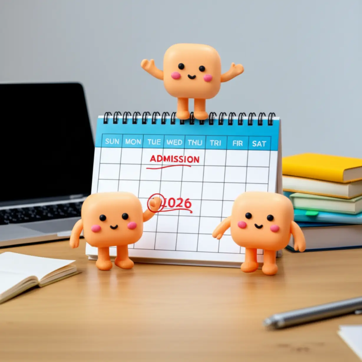 A-cute-3D-image-of-a-stylized-calendar-with-important-2026-admission-dates-highlighted,-surrounded-by-study-materials-like-books-and-a-laptop,-symbolizing-diligent-preparation-for-university-entrance.